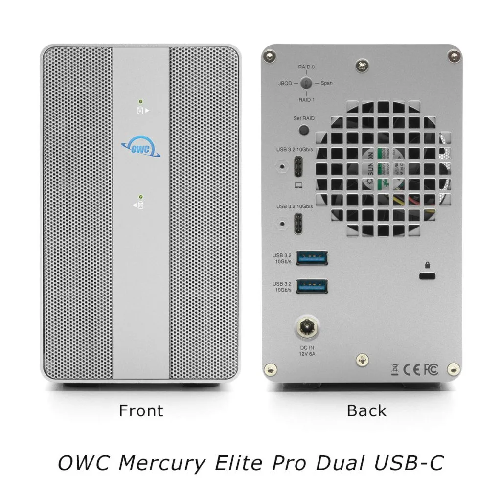 OWC Mercury Elite Pro Dual USB-C front/back