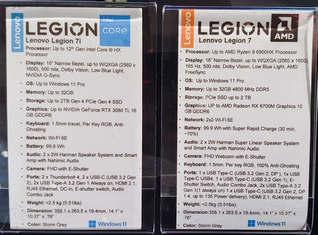 Lenovo Legion specs